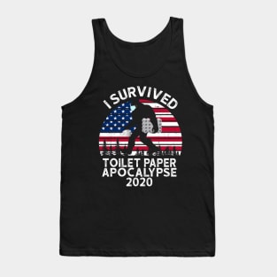 I Survived Toilet Paper Apocalypse 2020 Us Flag Tank Top